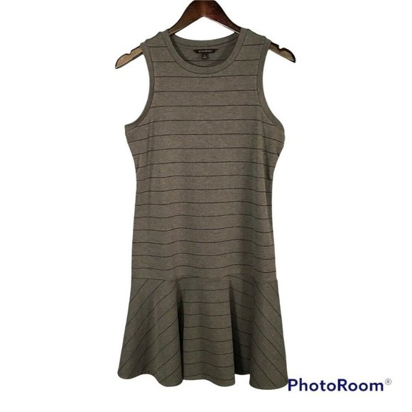 Banana Republic Women's Tank Shift Dress S Small Gray Striped Flare Soft Stretch - Picture 1 of 8